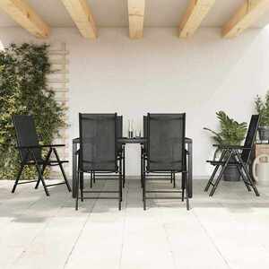 Imagine vidaXL Set mobilier pentru grădină, 7 piese, negru, aluminiu