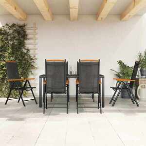 Imagine vidaXL Set mobilier pentru grădină, 7 piese, negru, aluminiu