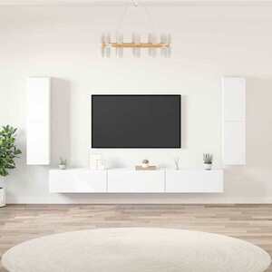 Imagine vidaXL Set dulap TV, 7 piese, alb, lemn prelucrat