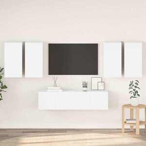 Imagine vidaXL Set dulapuri TV, 6 piese, alb, lemn prelucrat
