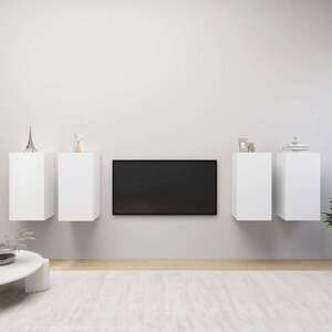 Imagine vidaXL Dulapuri TV, 4 buc., alb, 30, 5x30x60 cm, lemn prelucrat