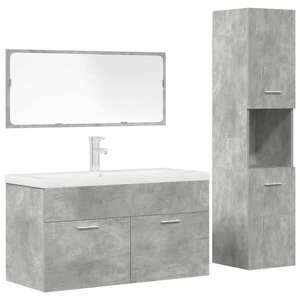 Imagine vidaXL Set mobilier de baie, 4 piese, gri beton, lemn compozit