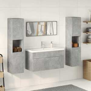 Imagine vidaXL Set mobilier de baie, 5 piese, gri beton, lemn prelucrat
