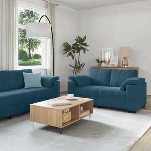 Imagine vidaXL Set de canapele cu perne, 3 piese, albastru, catifea