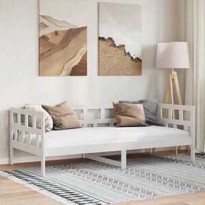 Imagine vidaXL Pat de zi, 90x200 cm, alb, lemn masiv de pin