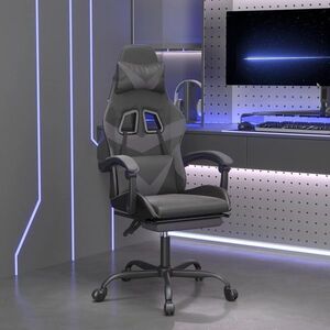 Imagine vidaXL Scaun de gaming pivotant/suport picioare negru/gri piele eco
