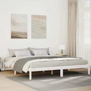 Imagine vidaXL Cadru pat foarte lung fără saltea alb 200x210 cm lemn masiv pin