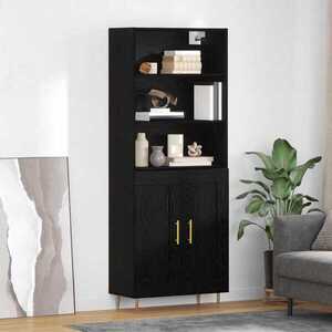Imagine vidaXL Bufet Stejar Negru 69, 5 x 34 x 180 cm Lemn prelucrat