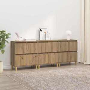 Imagine vidaXL Bufeturi 3 buc. Stejar Artizanal 60 x 35 x 70 cm Lemn prelucrat