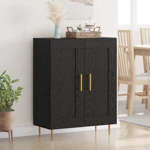 Imagine vidaXL Bufet Stejar Negru 69, 5 x 34 x 90 cm Lemn Ingineresc și Fier