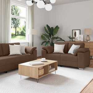 Imagine vidaXL Canapea 3 buc. Maro Material textil din in