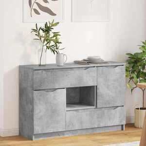 Imagine vidaXL Bufet Gri din beton 100 x 30 x 65, 6 Lemn prelucrat