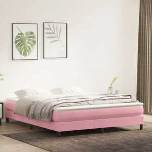 Imagine vidaXL Pat cu arcuri fără saltea roz 180x220 cm catifea