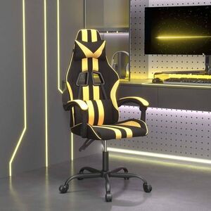 Imagine vidaXL Scaun de gaming pivotant, negru și auriu, piele ecologică