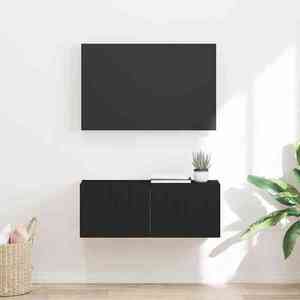Imagine vidaXL Dulap TV de perete 78, 5 x 31 x 29, 5 cm Negru Lemn prelucrat