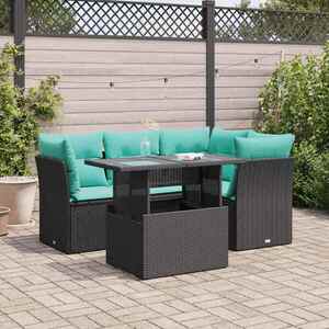 Imagine vidaXL Set mobilier de grădină cu perne, 5 piese, poliratan/lemn acacia