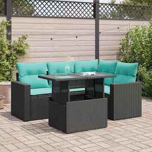 Imagine vidaXL Set mobilier de grădină cu perne, 5 piese, poliratan/lemn acacia