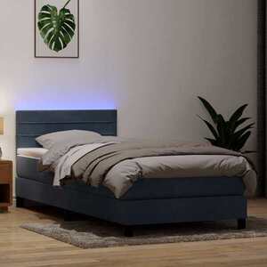 Imagine vidaXL Pat cu arcuri cu saltea și LED, gri închis, 80x210 cm, catifea