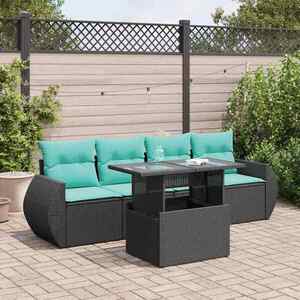 Imagine vidaXL Set mobilier de grădină cu perne, 5 piese, poliratan/lemn acacia