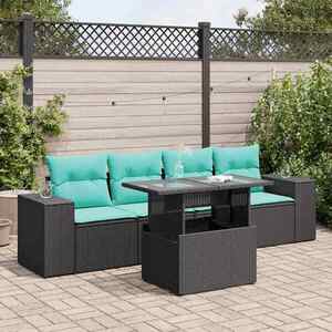 Imagine vidaXL Set mobilier de grădină cu perne, 5 piese, poliratan/lemn acacia