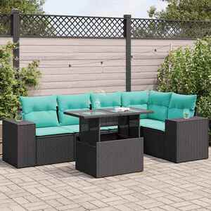 Imagine vidaXL Set mobilier de grădină cu perne, 6 piese, poliratan/lemn acacia
