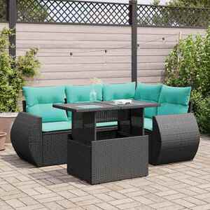 Imagine vidaXL Set mobilier de grădină cu perne, 5 piese, poliratan/lemn acacia