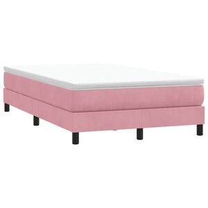 Imagine vidaXL Pat cu arcuri fără saltea roz 120x210 cm catifea
