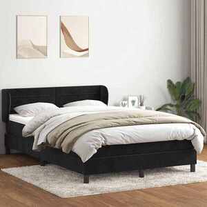 Imagine vidaXL Pat box spring cu saltea, negru, 160x210 cm, catifea