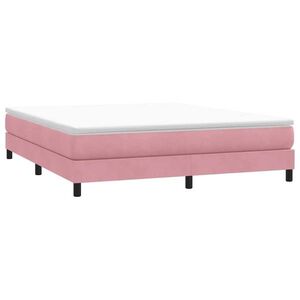 Imagine vidaXL Pat cu arcuri fără saltea roz 180x210 cm catifea