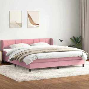 Imagine vidaXL Pat cu arcuri cu saltele roz 180x210 cm catifea