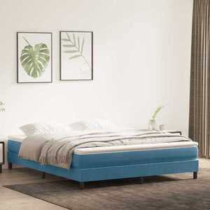 Imagine vidaXL Pat cu arcuri fără saltea Albastru închis 180x220 cm catifea