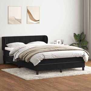 Imagine vidaXL Pat box spring cu saltea, negru, 160x210 cm, catifea