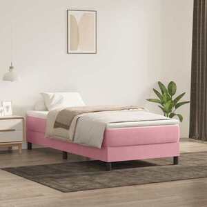 Imagine vidaXL Pat cu arcuri fără saltea roz 90x220 cm catifea