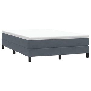 Imagine vidaXL Pat cu arcuri fără saltea Gri închis 140x210 cm catifea