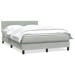 Imagine vidaXL Pat box spring cu saltea, gri deschis, 160x210 cm, catifea