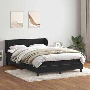 Imagine vidaXL Pat box spring cu saltea, negru, 160x210 cm, catifea