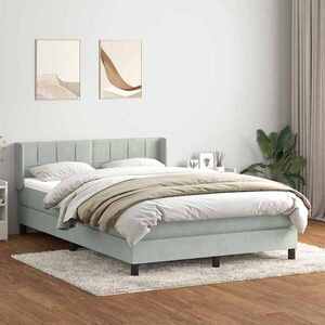 Imagine vidaXL Pat box spring cu saltea, gri deschis, 160x210 cm, catifea