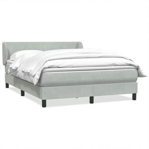 Imagine vidaXL Pat box spring cu saltea, gri deschis, 160x210 cm, catifea