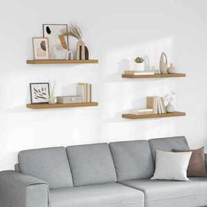 Imagine vidaXL Raft de perete 4 buc. Maro 80 x 23, 5 x 3, 8 cm Lemn prelucrat