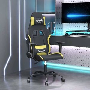 Imagine vidaXL Scaun de gaming cu masaj, negru și verde deschis, textil