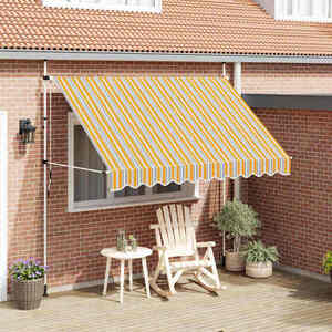 Imagine vidaXL Copertină retractabilă manual, dungi galben și albastru, 300 cm