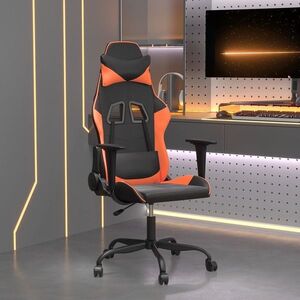 Imagine vidaXL Scaun de gaming de masaj, negru și portocaliu, piele ecologică