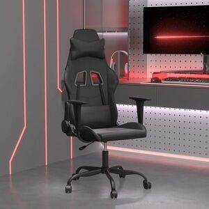 Imagine vidaXL Scaun de gaming de masaj, negru, piele ecologică