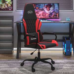 Imagine vidaXL Scaun de gaming de masaj, negru și roșu, piele ecologică
