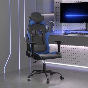 Imagine vidaXL Scaun de gaming de masaj, negru și albastru, piele ecologică
