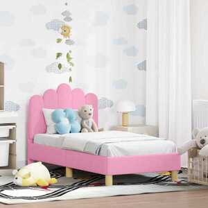 Imagine vidaXL Cadru de pat pentru copii cu spătar Roz 70 x 140 cm Țesătură