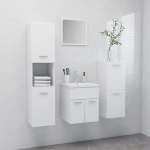 Imagine vidaXL Set mobilier de baie, alb, lemn prelucrat