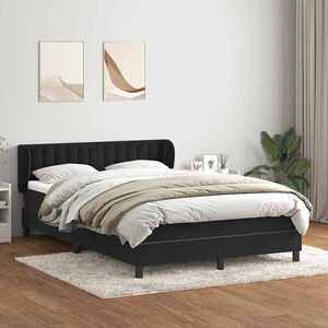 Imagine vidaXL Pat box spring cu saltea, negru, 160x210 cm, catifea