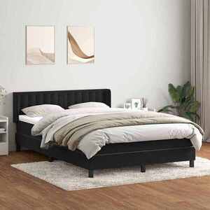 Imagine vidaXL Pat box spring cu saltea, negru, 160x210 cm, catifea
