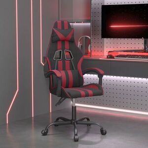 Imagine vidaXL Scaun de gaming pivotant, negru și roșu vin, piele ecologică